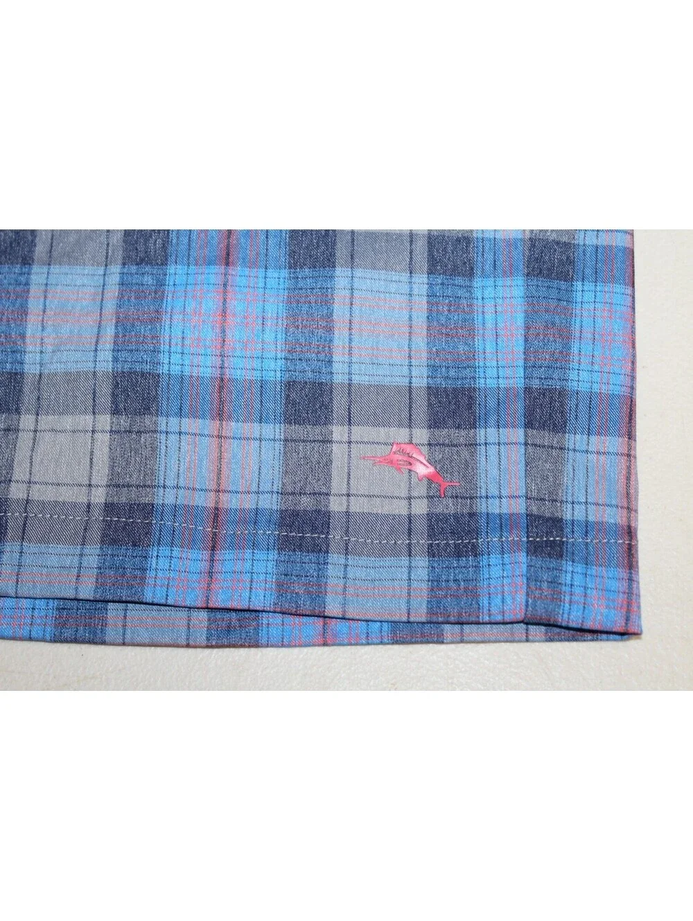 Tommy Bahama Blue Gray Men's Nylon Blend Zip Pocket Plaid Golf Shorts Size 38